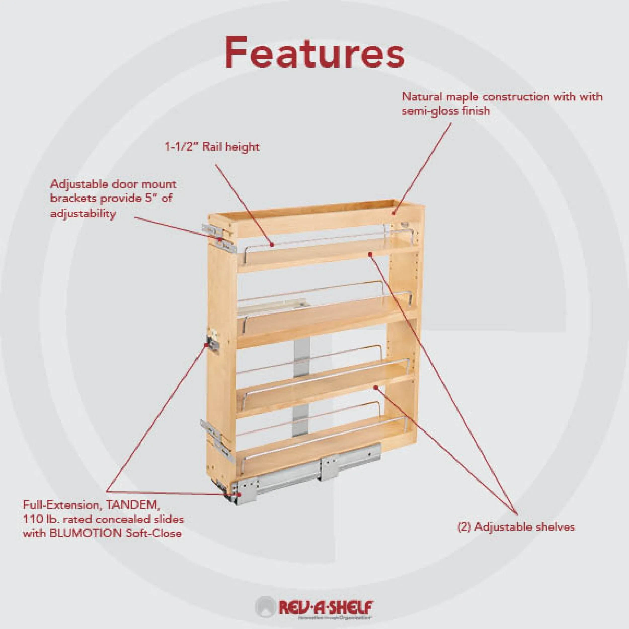 Rev-A-Shelf 5" Face Frame Side Mount Base Organizer 449-BCSC-5C