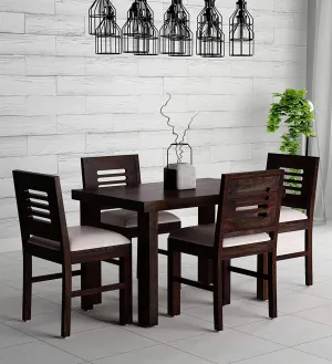 RITIKA FURNITURE Solid Sheesham Wood Dining Table 4 Seater | Four Seater Dining Table Set with 4 Chairs for Home & Office | Wooden Kitchen Dinner Table 4 Seater | Warm Chestnut Finish