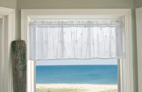 Sand Shell Lace Valance Curtains No Trim