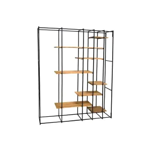 Shelves DKD Home Decor Black Natural Metal MDF Wood 140 x 33 x 180 cm (1)