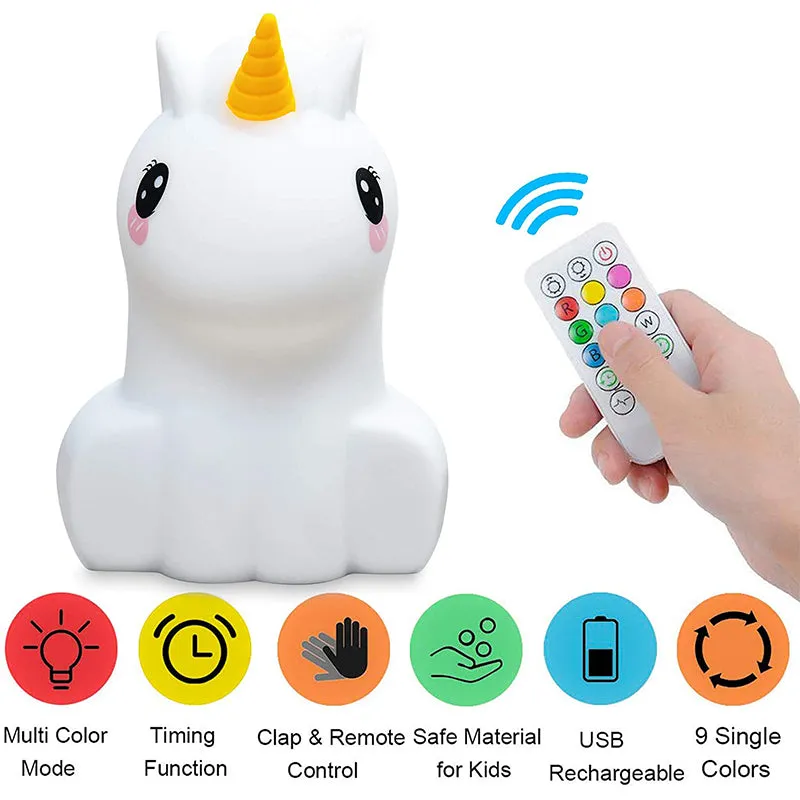 Silicone Animal Night Lights with Touch Sensor Remote Control 9 Colors Changing