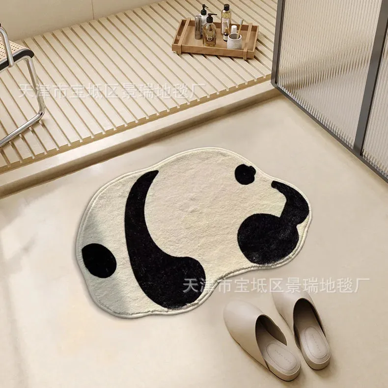 sinotao  -  Cartoon Animal Panda Cat Dog Irregular Carpet For Bathroom Living Room Floor Mat Bedside Non Slip  Soft Fluffy Rugs Bedroom Mats