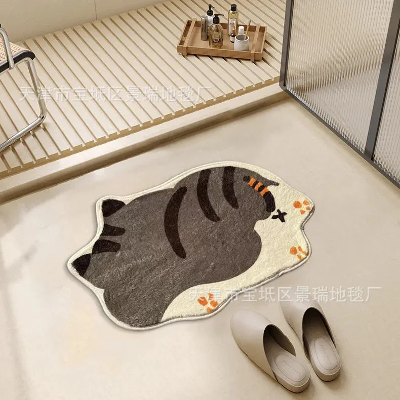 sinotao  -  Cartoon Animal Panda Cat Dog Irregular Carpet For Bathroom Living Room Floor Mat Bedside Non Slip  Soft Fluffy Rugs Bedroom Mats