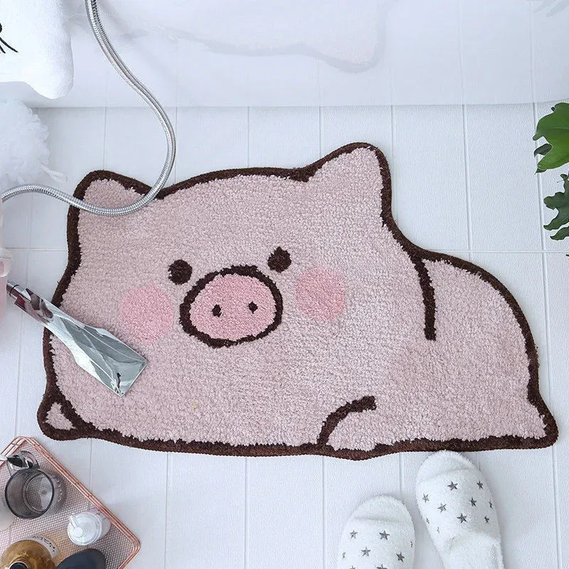 sinotao  -  Cartoon Animal Panda Cat Dog Irregular Carpet For Bathroom Living Room Floor Mat Bedside Non Slip  Soft Fluffy Rugs Bedroom Mats