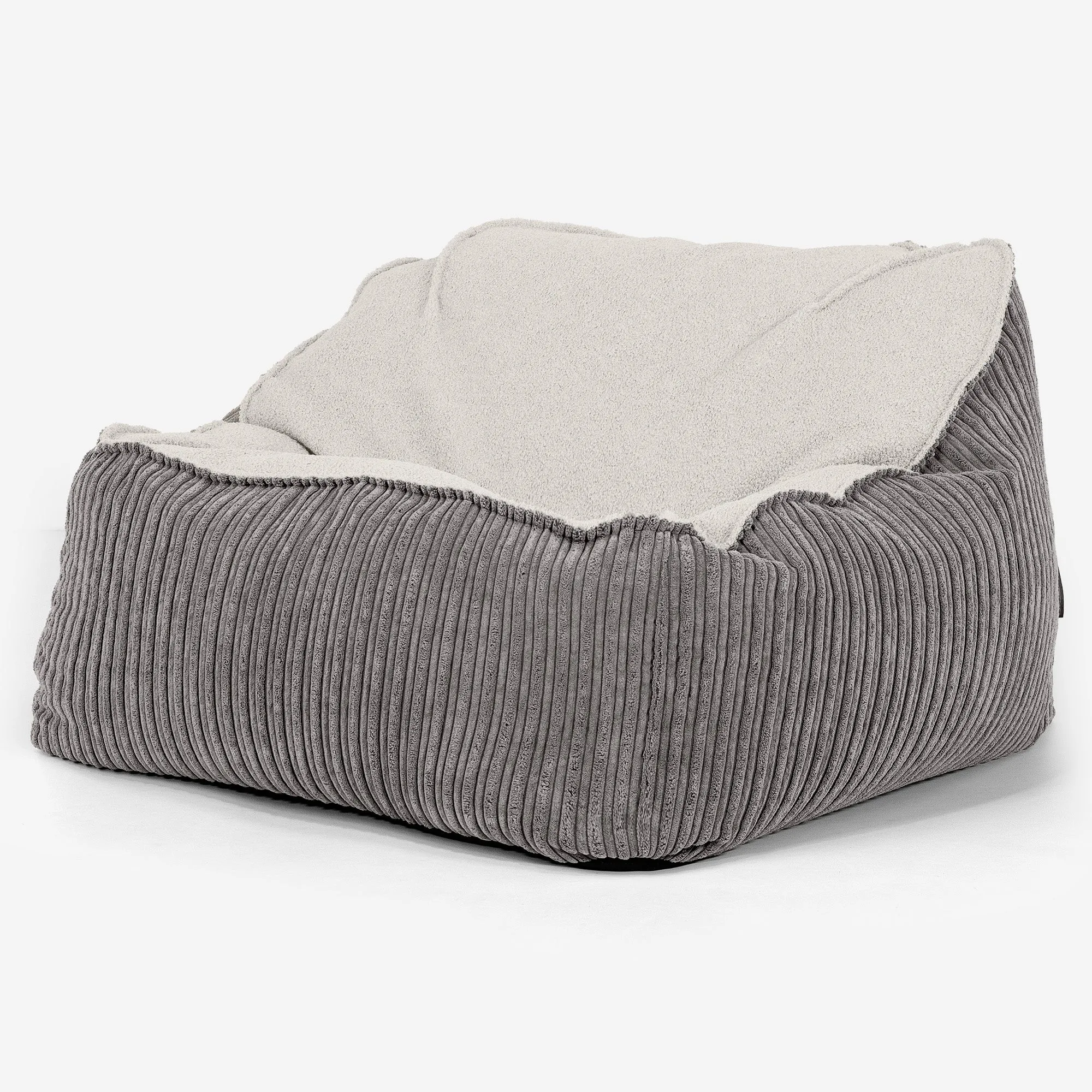 Sloucher Bean Bag Chair - Boucle & Cord Graphite Grey