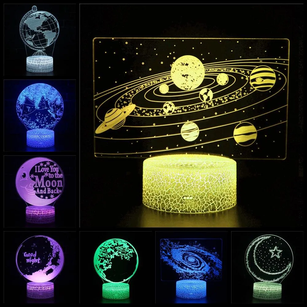 Solar System 3D Phantom Lights Universe Planet Space Night Lights Children's Bedroom Decoration Birthday Holiday Gifts