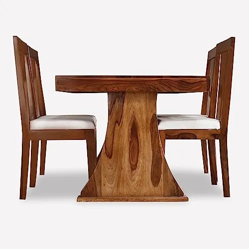 SONA ART & CRAFTS Solid Sheesham Wood 4 Seater Dining Table Set Dining Table with 4 Cushion Chairs Dinner Table Set for Dinning Room Home Hotel and Office (Honey Finish)