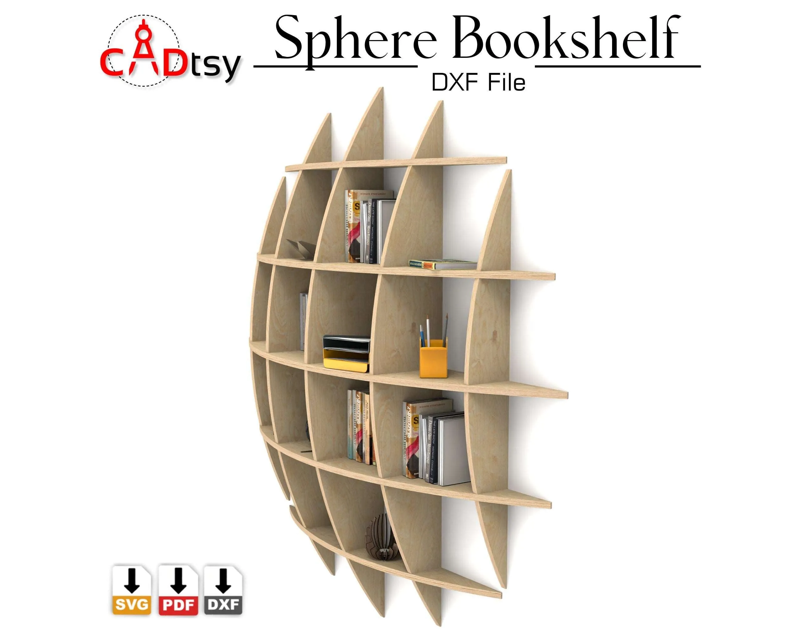 Sphere Waffle Bookshelf DXF/SVG - CNC Router Cutting Files