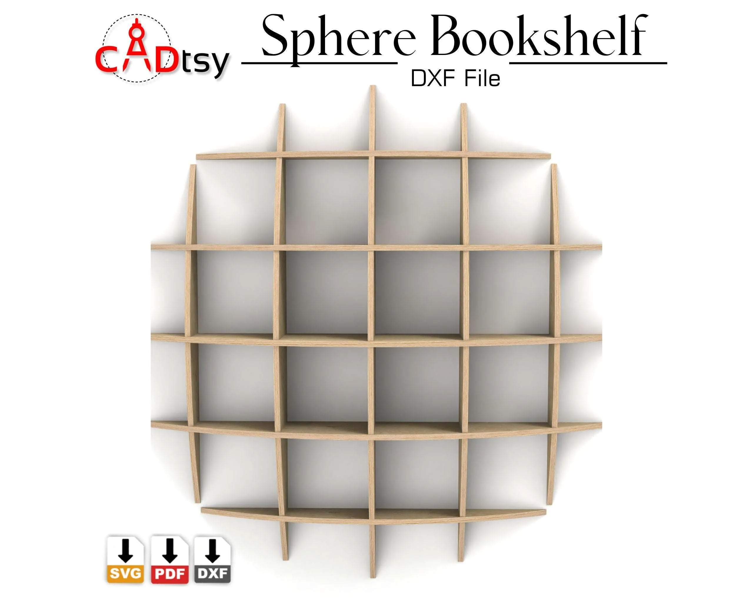 Sphere Waffle Bookshelf DXF/SVG - CNC Router Cutting Files