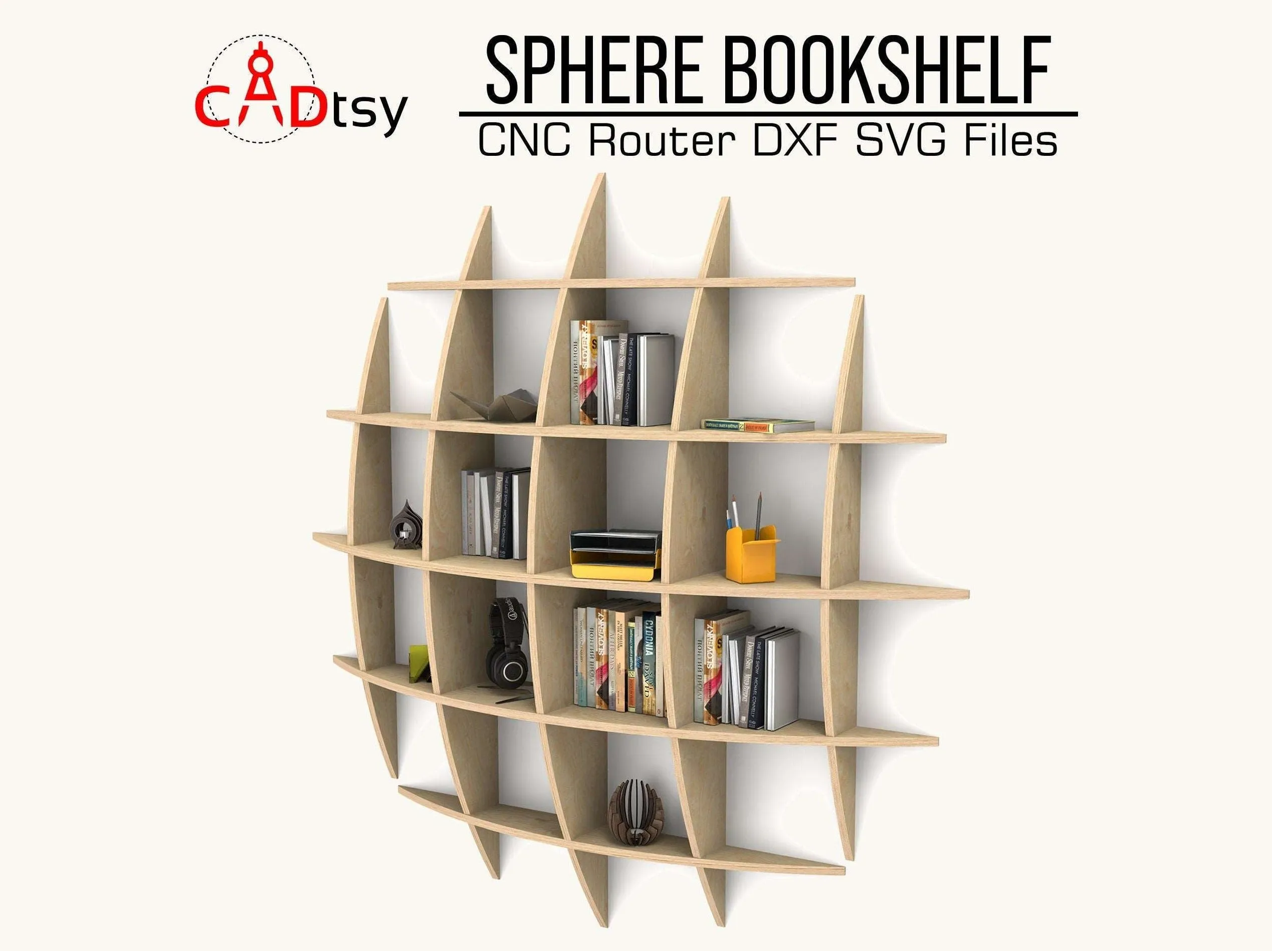 Sphere Waffle Bookshelf DXF/SVG - CNC Router Cutting Files