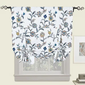 Spring Vine Tie Up Window Curtain Shade (46” W X 63" L) Rod Pocket Room Darkening