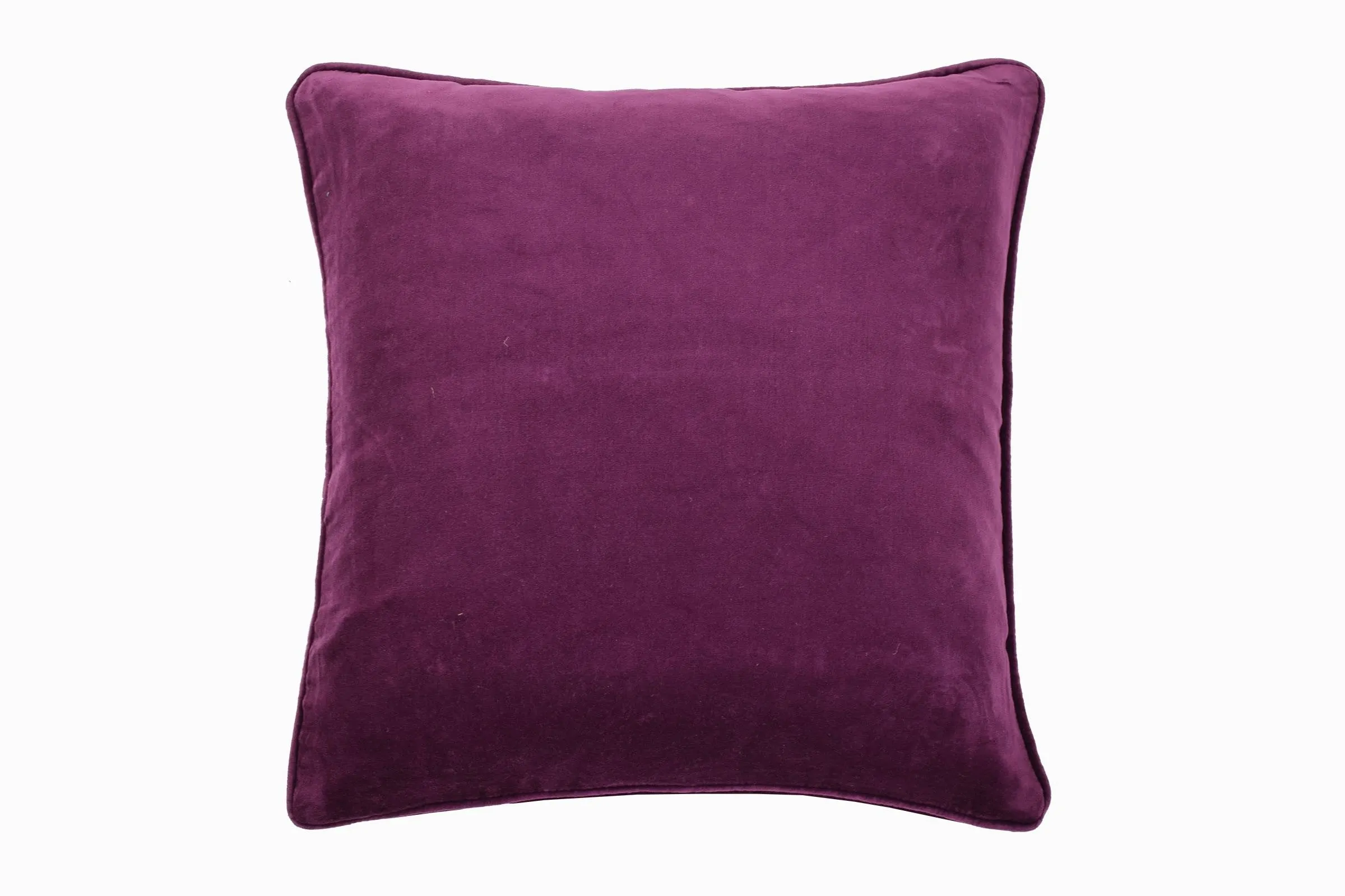 Square velvet cushion aubergine