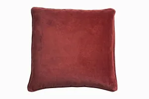 Square velvet cushion rust red