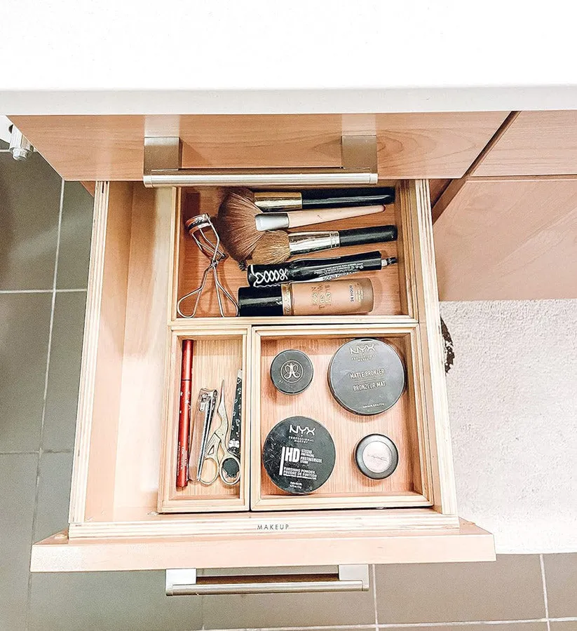 Stackable Bamboo Drawer Bins