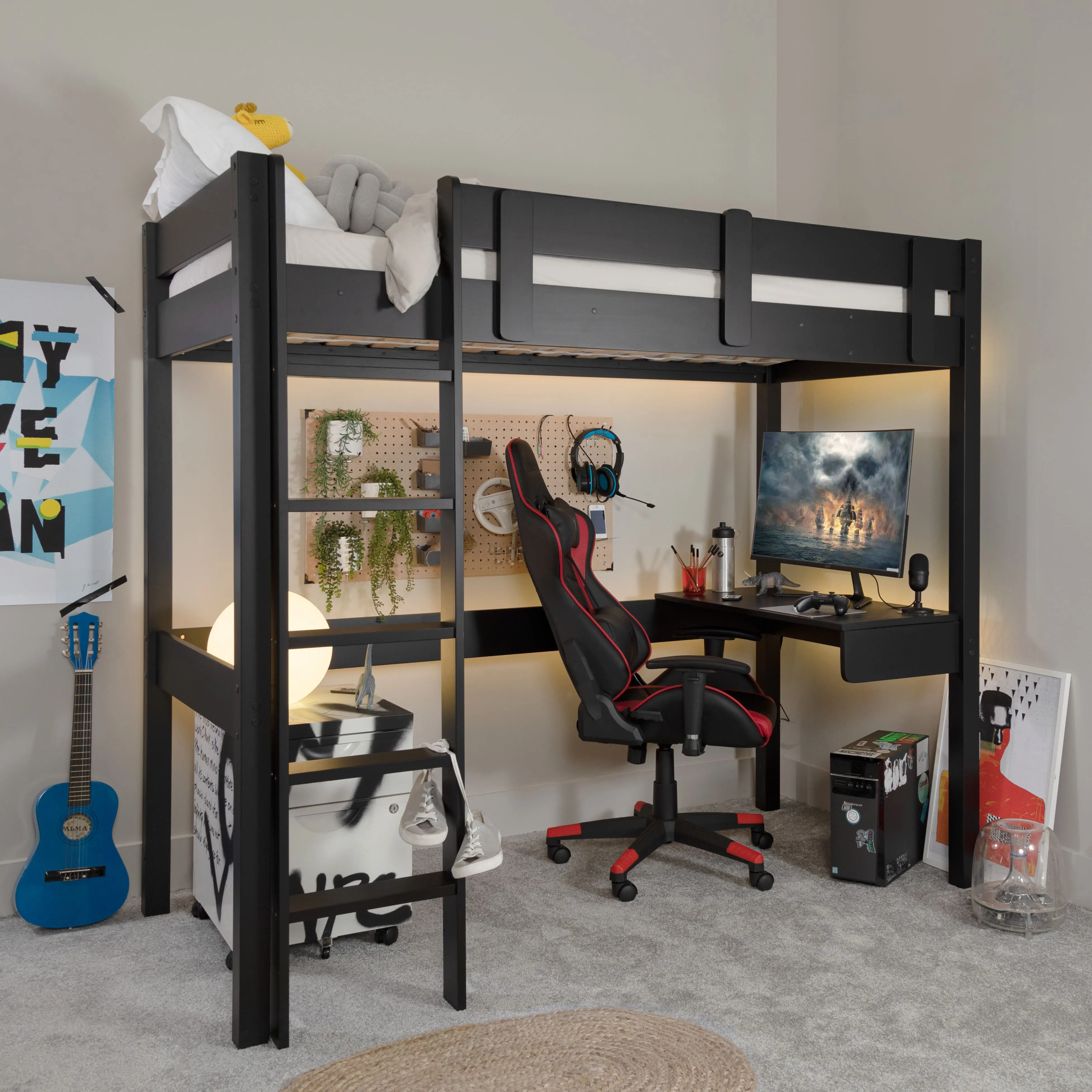 Storm Gaming High Sleeper Station in Black