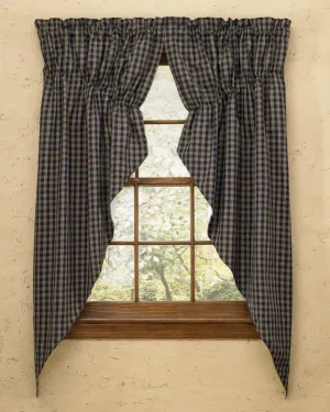 Sturbridge Navy Lined Prairie Curtains 63"