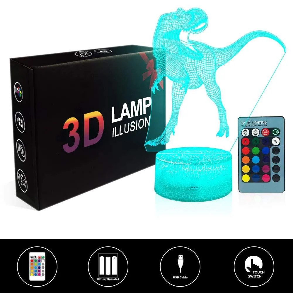 Taohua LED 3D Illuminated Lamp Optical Illusion Desk Night Light with Remote Control