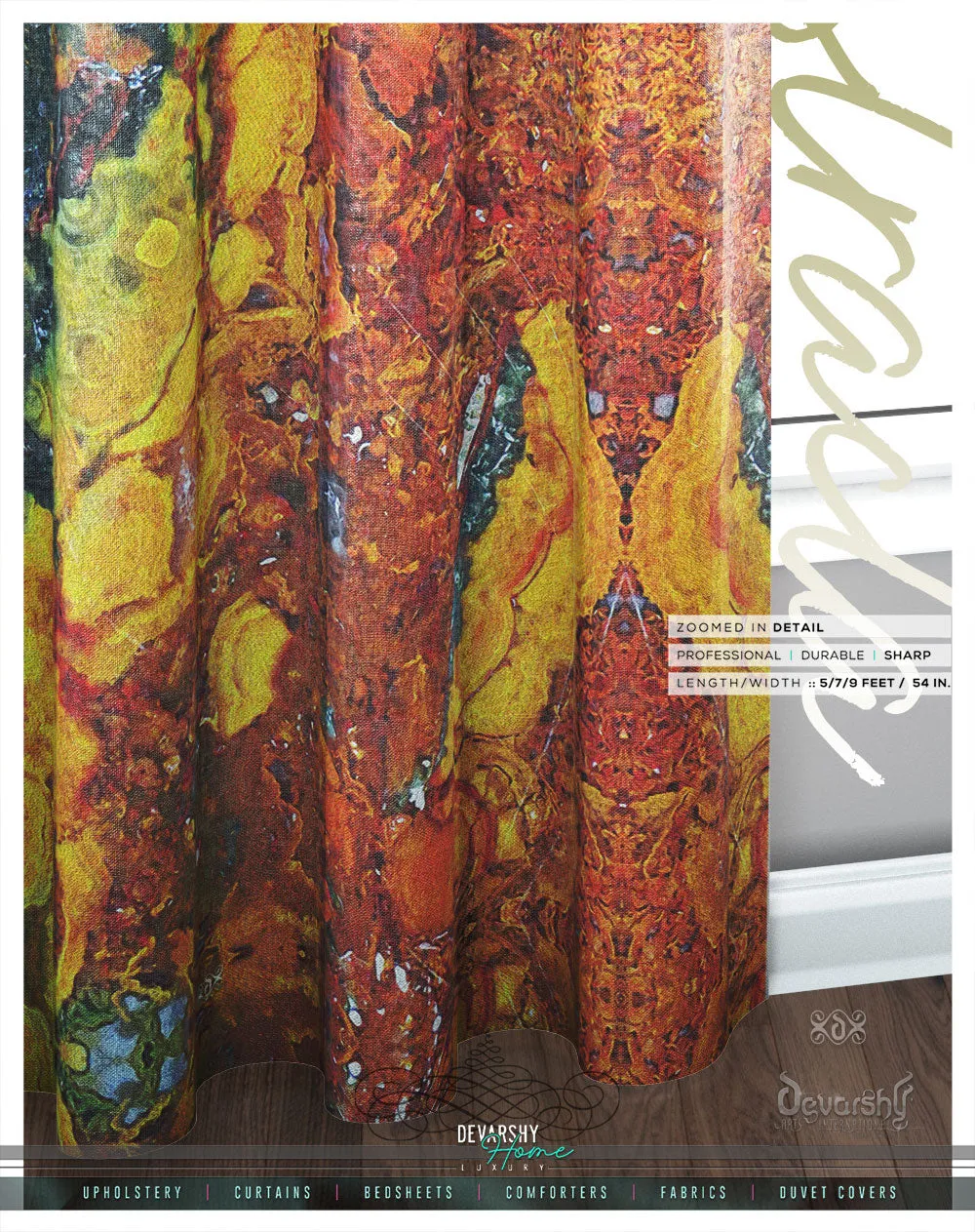 The Lava Abstract PREMIUM Curtain Panel, Available on 12 Fabrics, Made to Order. 100287