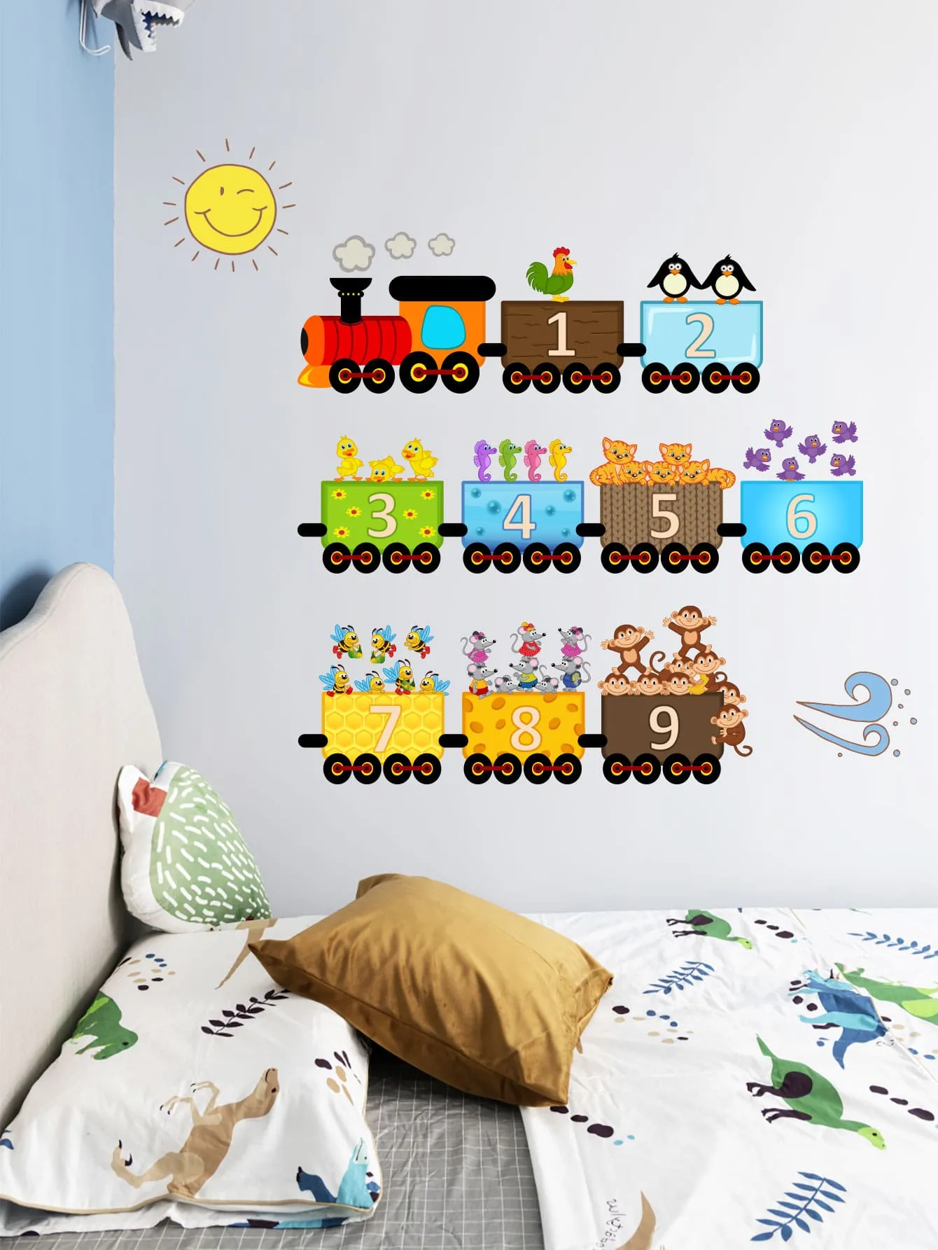 Train With Animals Wall Sticker Decorative Wall Art Decal Creative Design for