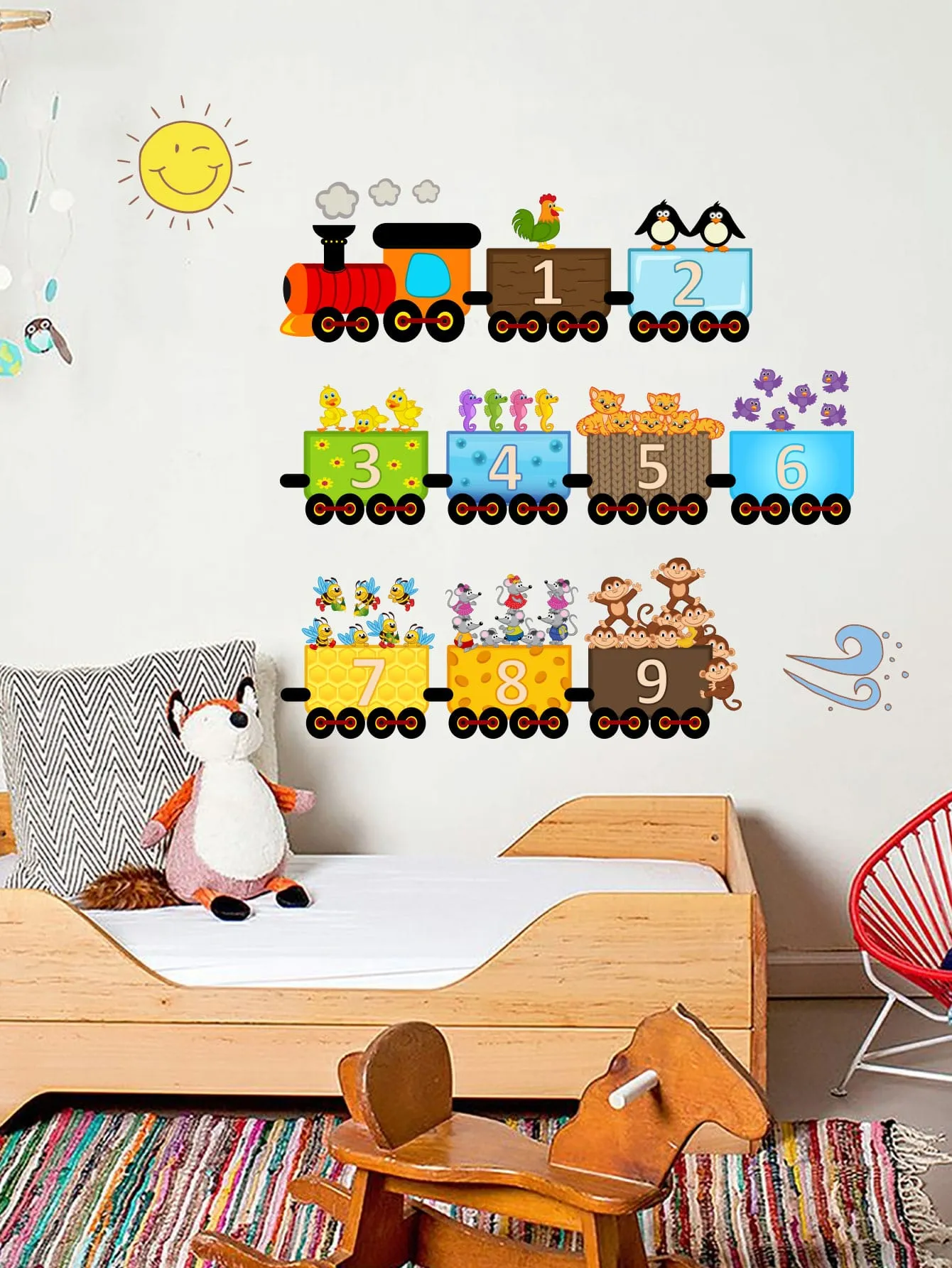 Train With Animals Wall Sticker Decorative Wall Art Decal Creative Design for