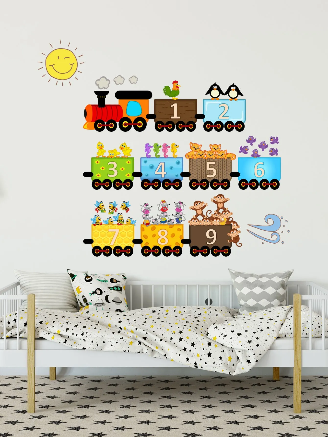 Train With Animals Wall Sticker Decorative Wall Art Decal Creative Design for