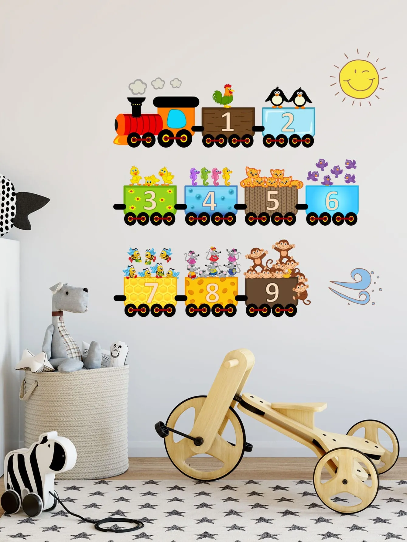 Train With Animals Wall Sticker Decorative Wall Art Decal Creative Design for