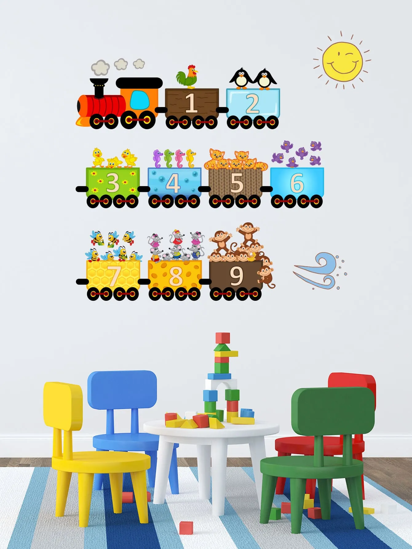 Train With Animals Wall Sticker Decorative Wall Art Decal Creative Design for