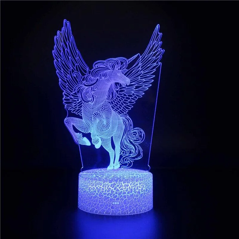 Unicorn 3D Night Light Baby Shower for Unicorn Party Decor USB  LED Lamp Wedding Birthday Hawaii Party Bedroom Decor Kids Gift