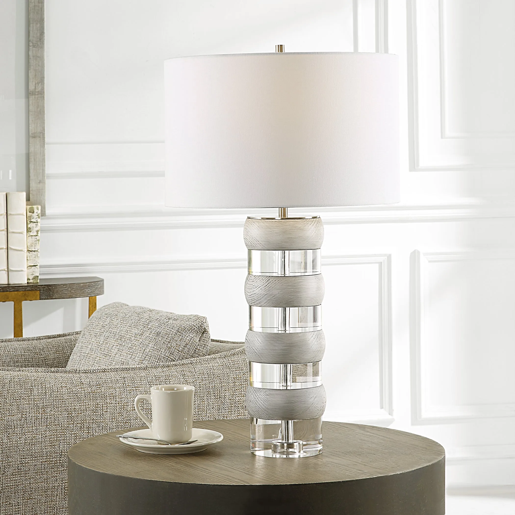 Uttermost Band Together Crystal & Wood Table Lamp