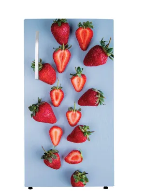 VVWV® Strawberry Fridge Stickers for Single and Double Door Refrigerator Living Kitchen Home Decorative Self Adhesive and Water Proof Vinyl Printed Big Size Single Door 60 x 125 cms