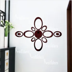 Wall1ders 12 Oval Ring and Circle Brown Acrylic Mirror Stickers for Wall, Decorative Items Home Decoration for Bedroom, Living Room, Office, Study Room