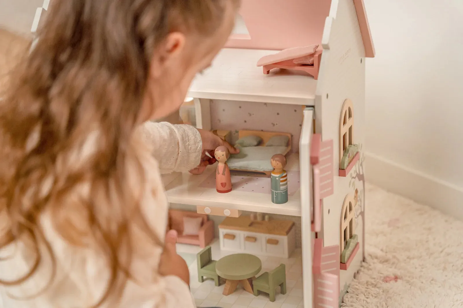 Wooden Doll House with Furniture