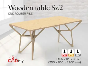 Wooden Table/Desk DXF/SVG Cutting Files, CNC Router Vector Plans. Dimensions 1700x850xH750