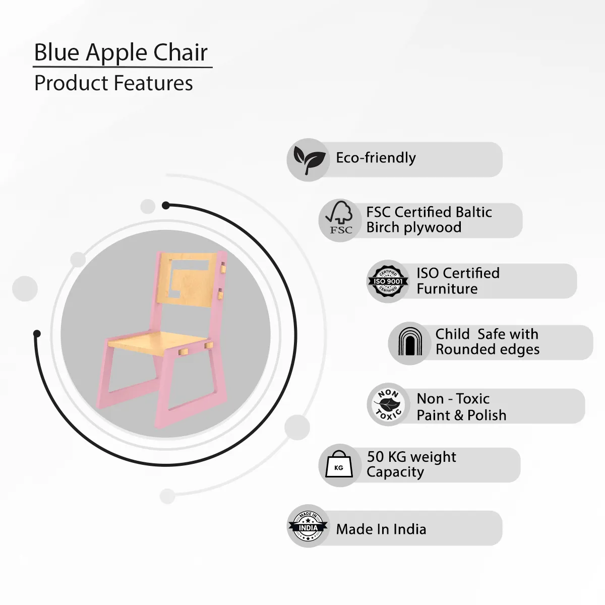 X&Y Blue Apple Chair - Pink