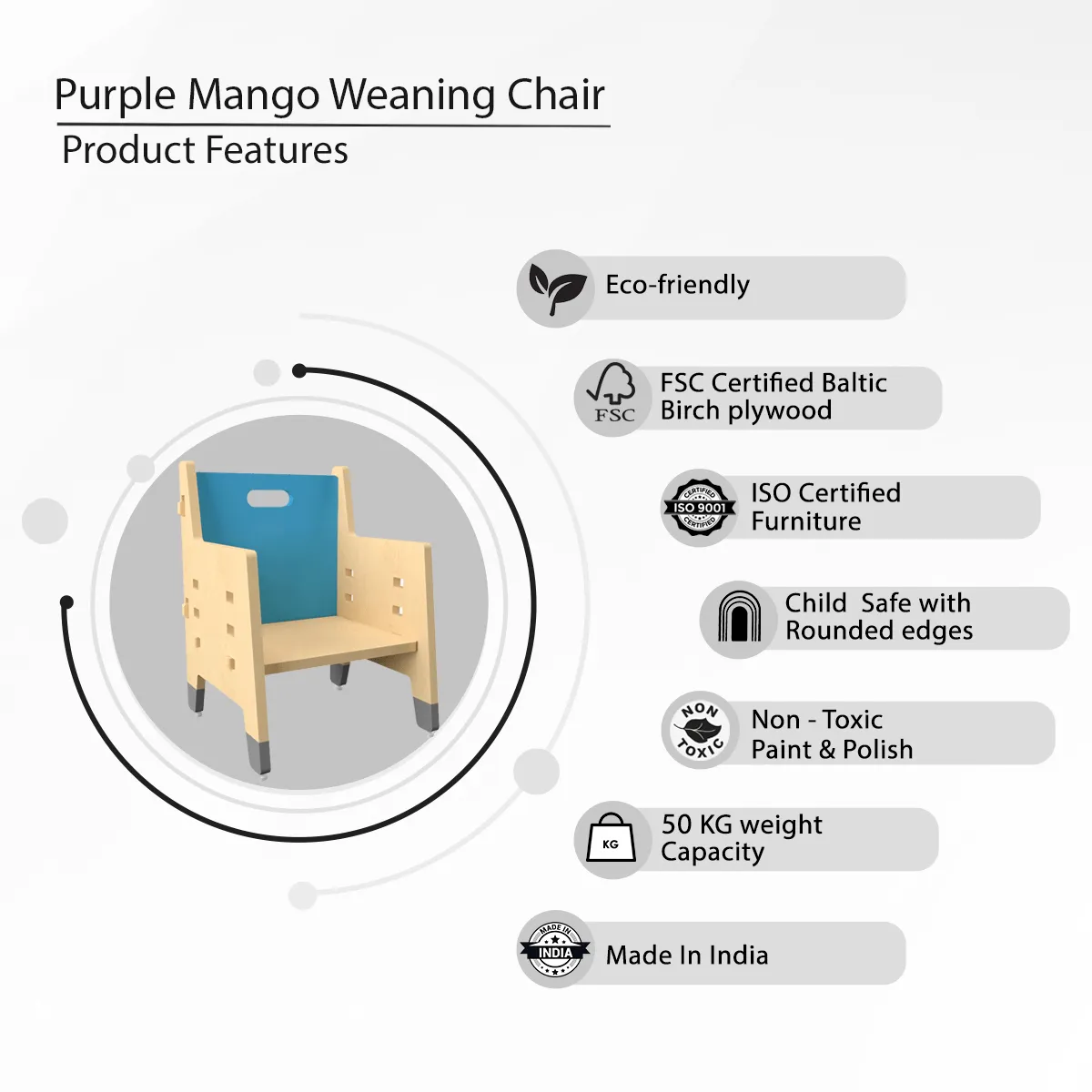 X&Y Purple Mango Weaning chair- Blue