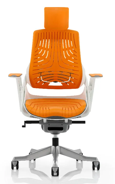 Zure Elastomer Orange Gel Ergonomic Office Chair - Optional Headrest