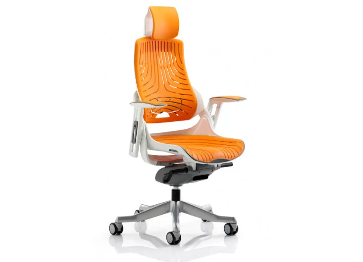 Zure Elastomer Orange Gel Ergonomic Office Chair - Optional Headrest